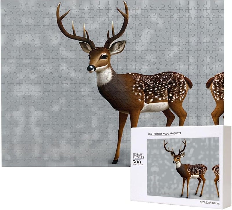 Phayah Grey Plum Deer Jigsaw Puzzle 500 Pieces For Adults Home Decor Birthday Party Gift - Image 1