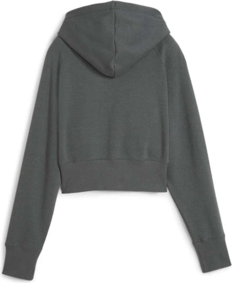 بوما Women's Mineral Gray Classics+ Relaxed Cropped Hoodie Dark Gray Women's Sweatshirt