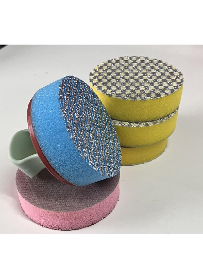 Prostuff.in Prostuffin Non Scratch Round Sponge for Dish Cleaning Kitchen Accessories 5 Pcs 1 Holder Multi Color  - Image 3