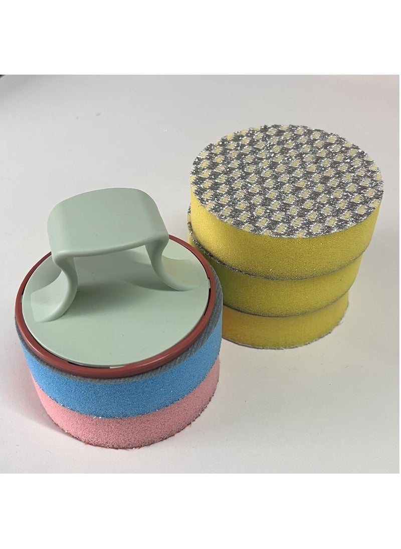 Prostuff.in Prostuffin Non Scratch Round Sponge for Dish Cleaning Kitchen Accessories 5 Pcs 1 Holder Multi Color  - Image 5