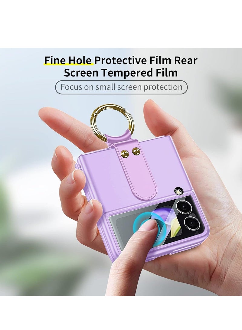 Arabest Compatible with folding screen Samsung Galaxy Z Flip 4 case, Z Flip 4 with ring case, shockproof ultra-thin hard PC case with bracket protective cover for Galaxy Z Flip 4 5G - Purple - Image 2