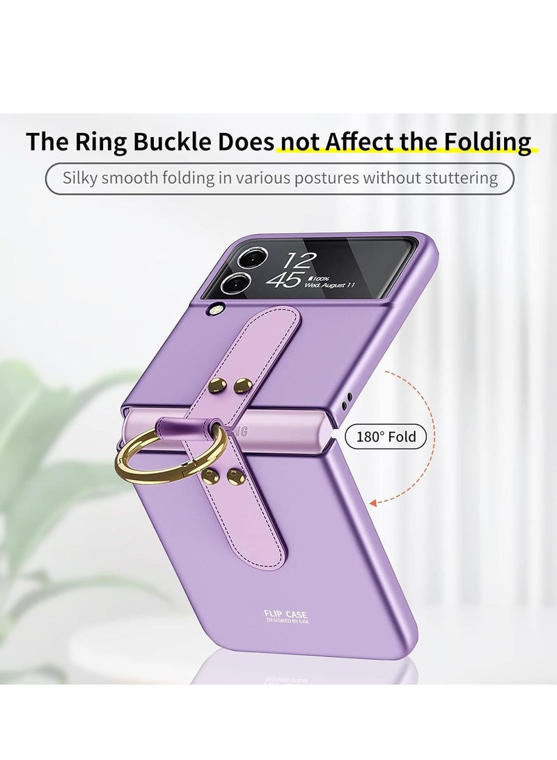 Arabest Compatible with folding screen Samsung Galaxy Z Flip 4 case, Z Flip 4 with ring case, shockproof ultra-thin hard PC case with bracket protective cover for Galaxy Z Flip 4 5G - Purple - Image 3