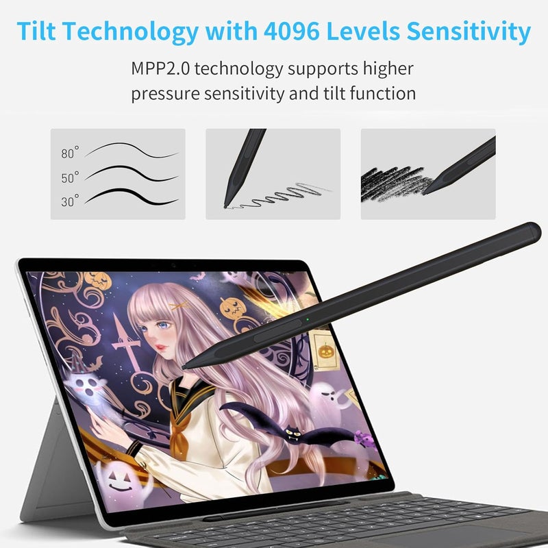 iafer Pen for Microsoft Surface Pro 10/9/8/X/7+/6/5/4/3/Surface 3, Surface Go 4/3/2/1, Surface Laptop/Studio/Book 4/3/2/1 with 4096 Pressure Sensitivity, Palm Rejection, Tilt Function - Image 5