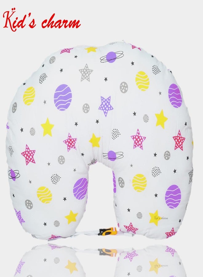 Kid's Charm Planet-Mega Portable 6 in 1 for 4 to 8 Months New Born Baby Feeding Pillow for Mother Baby Breastfeeding|Feeding Pillow for Breastfeeding with Removable Cover, Cotton Pillow(Voilet) - Image 2