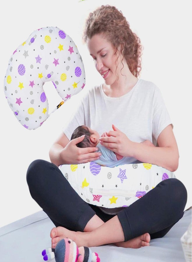Kid's Charm Planet-Mega Portable 6 in 1 for 4 to 8 Months New Born Baby Feeding Pillow for Mother Baby Breastfeeding|Feeding Pillow for Breastfeeding with Removable Cover, Cotton Pillow(Voilet) - Image 1