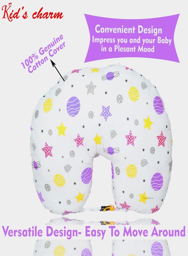 Kid's Charm Planet-Mega Portable 6 in 1 for 4 to 8 Months New Born Baby Feeding Pillow for Mother Baby Breastfeeding|Feeding Pillow for Breastfeeding with Removable Cover, Cotton Pillow(Voilet) - Image 4