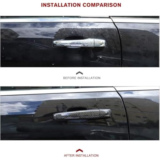 rayihni 4Pcs Carbon Fiber Style Exterior Door Handle Cover With Smart Key Hole Fit For Jeep Grand CherokeeDodge Durango 20112020 Accessories - Image 3