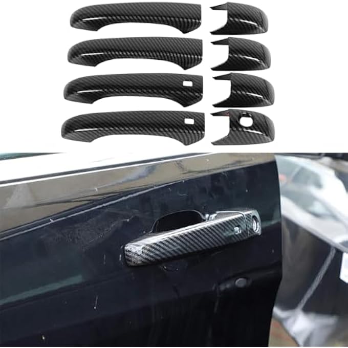 rayihni 4Pcs Carbon Fiber Style Exterior Door Handle Cover With Smart Key Hole Fit For Jeep Grand CherokeeDodge Durango 20112020 Accessories - Image 2