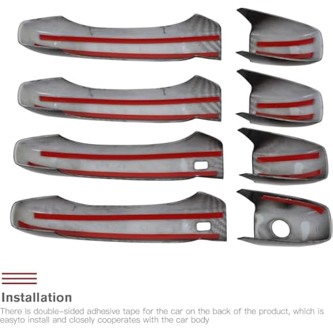 rayihni 4Pcs Carbon Fiber Style Exterior Door Handle Cover With Smart Key Hole Fit For Jeep Grand CherokeeDodge Durango 20112020 Accessories - Image 5