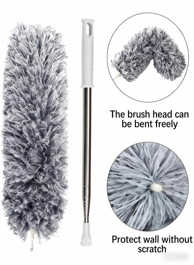 AiheArron Microfiber Feather Duster Extendable Duster with 100" Extra Long Pole, Bendable Head & Long Handle Dusters for Cleaning Ceiling Fan, High Ceiling, Blinds, Furniture & Cars （2 piece set） - Image 3