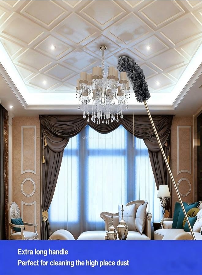 AiheArron Microfiber Feather Duster Extendable Duster with 100" Extra Long Pole, Bendable Head & Long Handle Dusters for Cleaning Ceiling Fan, High Ceiling, Blinds, Furniture & Cars （2 piece set） - Image 4