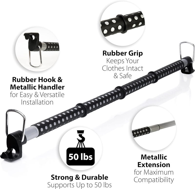 ZONETECH Zone Tech In-Car Expandable Clothes Bar - 2-Piece Classic Black Premium Quality - Image 4