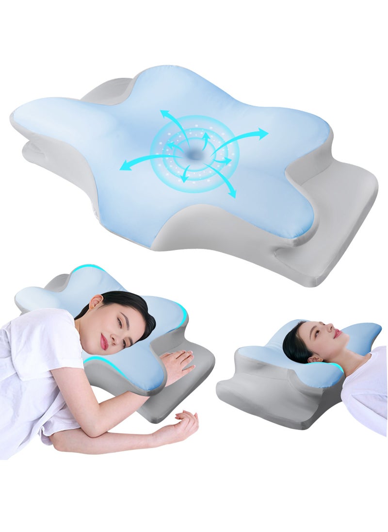 HomarKet Butterfly Shape Cervical Pillow for Shoulder and Neck Pain Relief, Memory Foam Neck Pillow, Ergonomic Orthopedic Neck Support Pillow for Side Back Stomach Sleeping with Washable Cover  - Image 1
