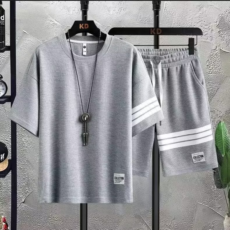 Mens Summer Sportswear Shorts Set Black - Image 2
