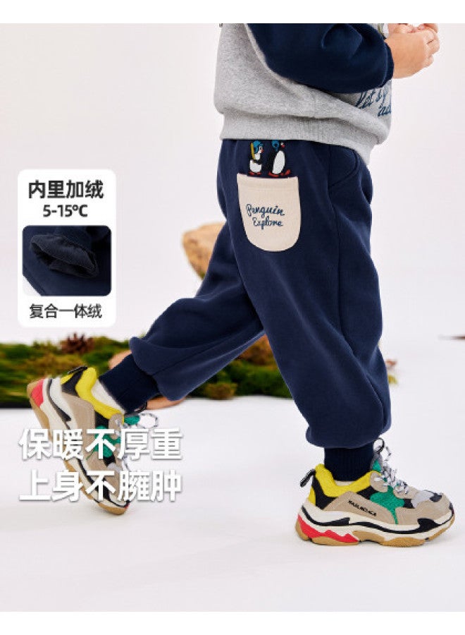 Doodle Home kids Fleece-lined Pants - Winter Warmth Boys' Casual Trousers & Girls' Sportswear For Cold Weather - Image 1
