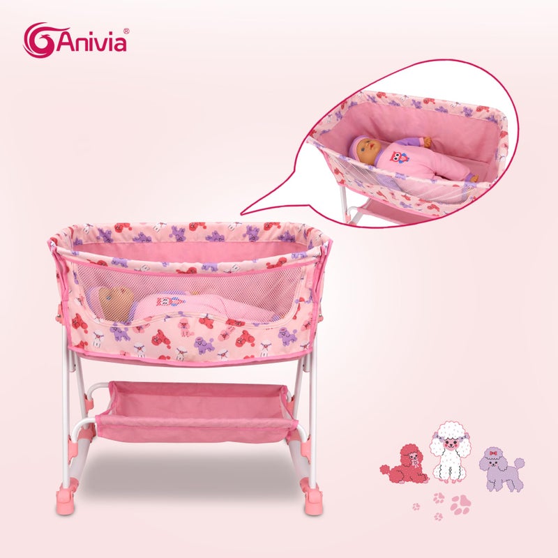 ANIVIA Doll Bed Furniture 2 Function Toy Doll Swings Together for 18 inches Baby Dolls, Baby Doll Crib with Bottom - Image 5