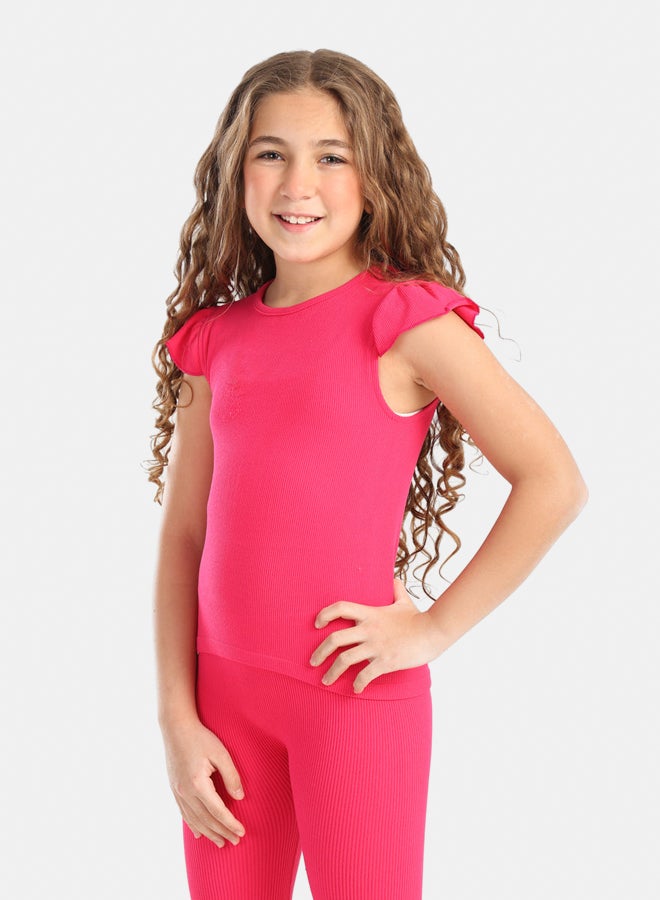 Carina Girly Ribbed Ruffle Top - Image 2