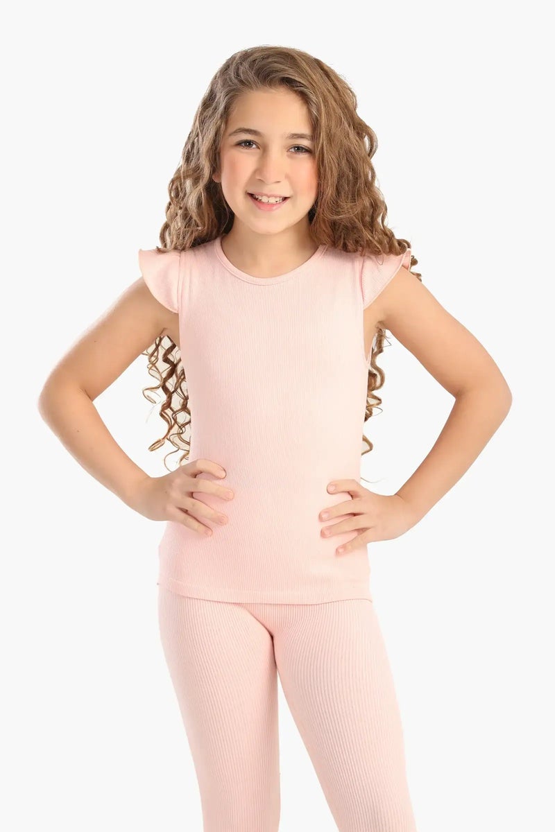 Carina Girly Ribbed Ruffle Top - Image 1