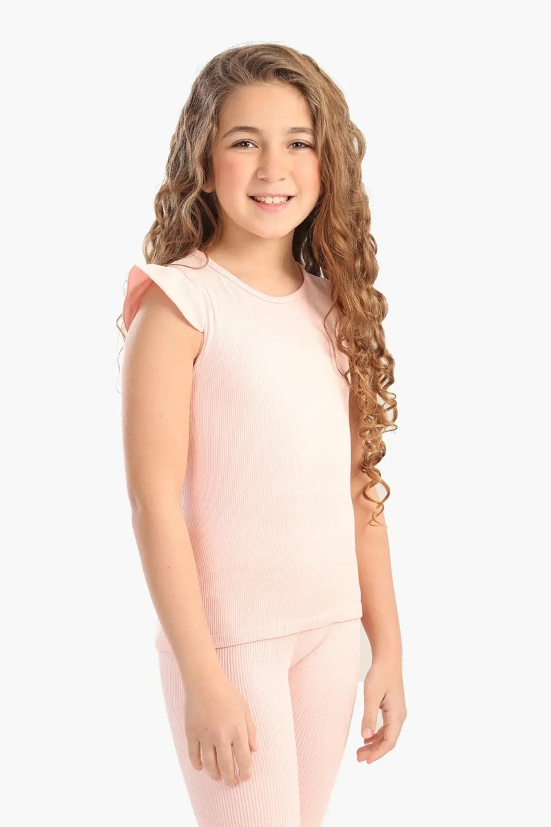 Carina Girly Ribbed Ruffle Top - Image 2