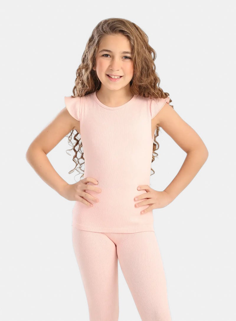 Carina Girly Ribbed Ruffle Top - Image 1
