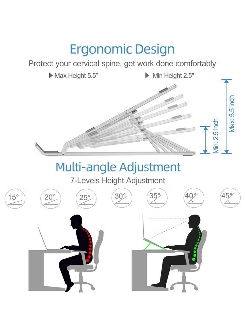 HIAS "Adjustable Laptop Stand for Desk - Foldable & Portable Laptop Riser with Ventilated Cooling, Ergonomic Design for MacBook Pro/Air, Dell, HP, Sony, Notebooks - Lightweight, Durable & Space-Saving"  - Image 4