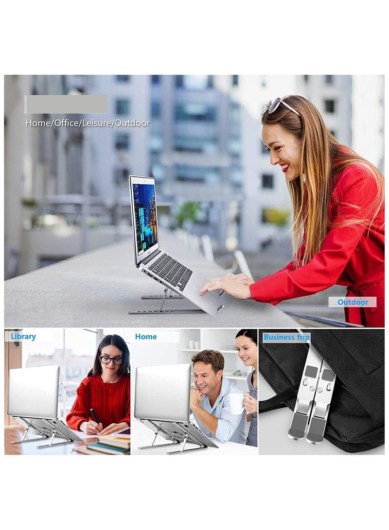 HIAS "Adjustable Laptop Stand for Desk - Foldable & Portable Laptop Riser with Ventilated Cooling, Ergonomic Design for MacBook Pro/Air, Dell, HP, Sony, Notebooks - Lightweight, Durable & Space-Saving"  - Image 2
