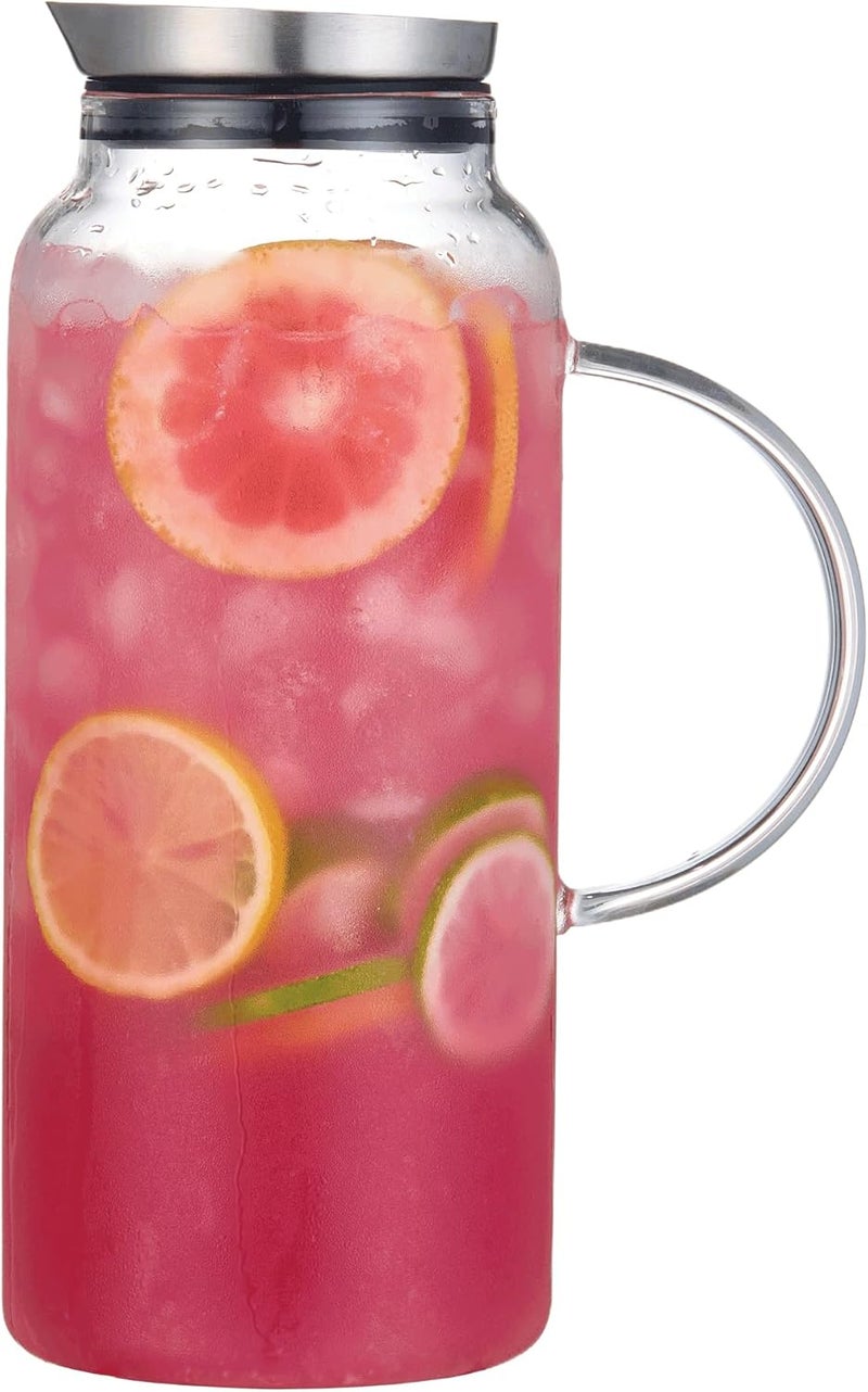 Purefold 68 Ounces Glass Pitcher with Lid, Hot/Cold Water Carafe, Juice Jar and Iced Tea Pitcher - Image 1