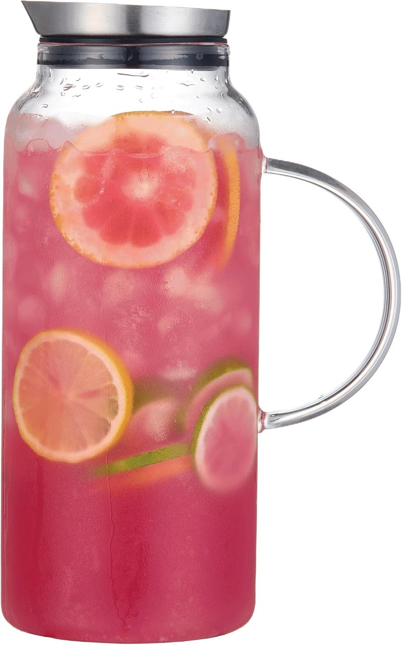 Purefold 68 Ounces Glass Pitcher with Lid, Hot/Cold Water Carafe, Juice Jar and Iced Tea Pitcher - Image 2