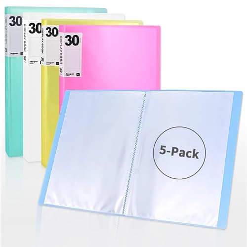 Smarpau Display Book Binder with Plastic Sleeves 5 Pack Presentation Book 30 Pocket Art Portfolio Folder Presentation Binder 8.5" x 11" for Document, Artwork, Certificates, Photos, Materials - Image 2