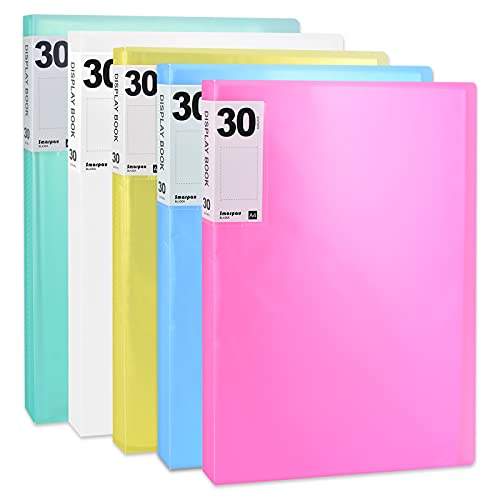 Smarpau Display Book Binder with Plastic Sleeves 5 Pack Presentation Book 30 Pocket Art Portfolio Folder Presentation Binder 8.5" x 11" for Document, Artwork, Certificates, Photos, Materials - Image 1