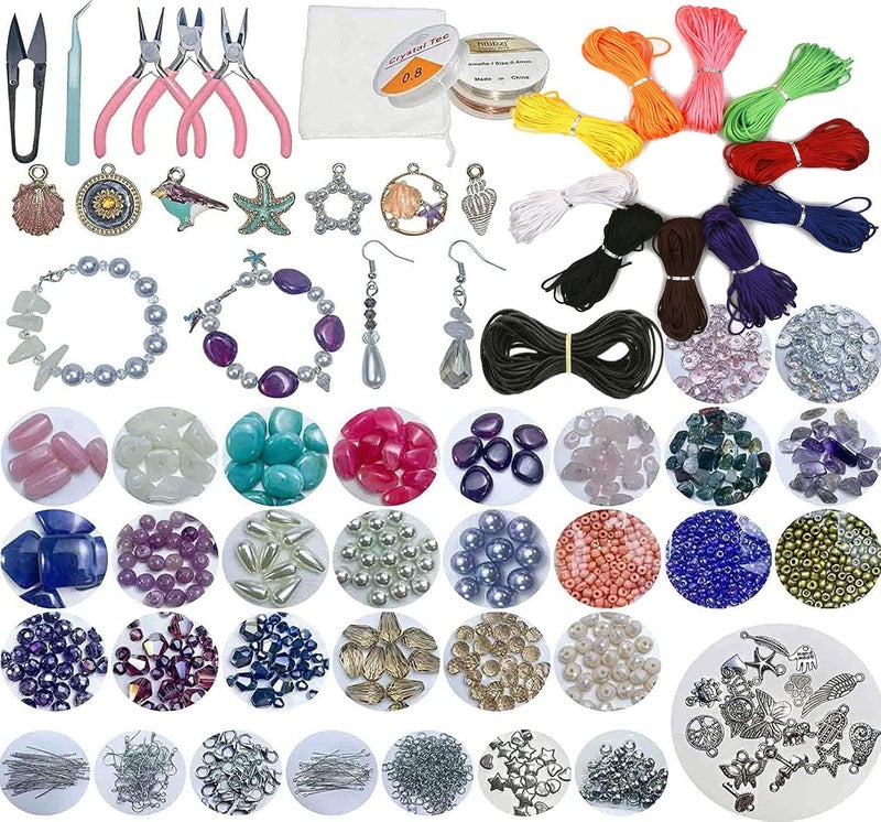 DIY Crafts 1800 Pcs Kit DIY Making Kit Jewelry Making Kit Course Beads Necklace Bracelet Earrings Making Crafts for Adults Beginners Christmas Gift1800 Pcs Kit DIY Making Kit - Image 1