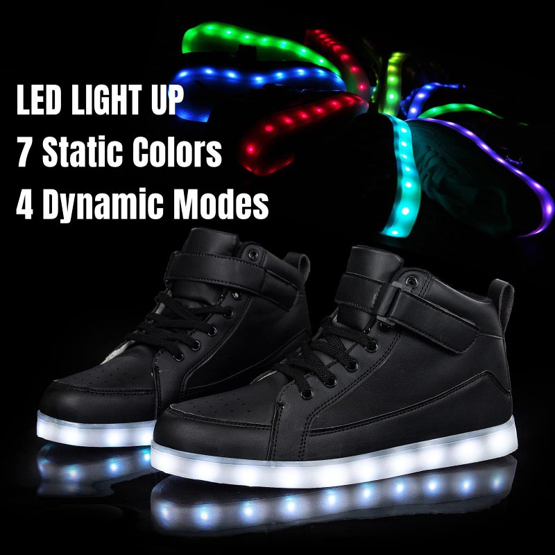IGxx LED Light Up Shoes for Men USB Recharging High Top Sneakers Women Kids Black 9.5 - Image 3