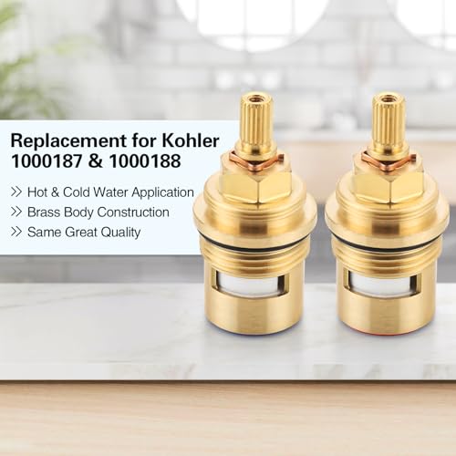 hansengroyi Ceramic Valve for Kohler 1000187 1000188 34 Ceramic Cartridge Counterclockwise Close Clockwise Close Faucet Cartridges Replacement Assembly Fits for Kohler Bath Faucet - Image 3
