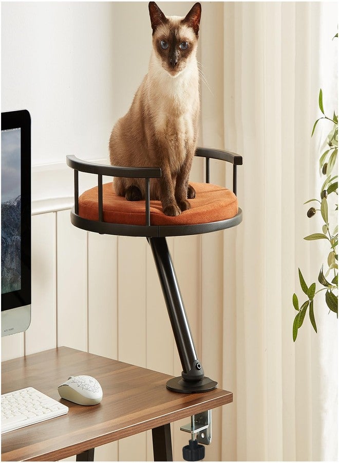 JuoPool Cat Desk Bed - Desktop Attachment Cat Perch for Home Office, Spinnable Indoor Mounted Desk Bed, Elevated Nest for Work, Kitten Furniture Accessories(Black) - Image 1