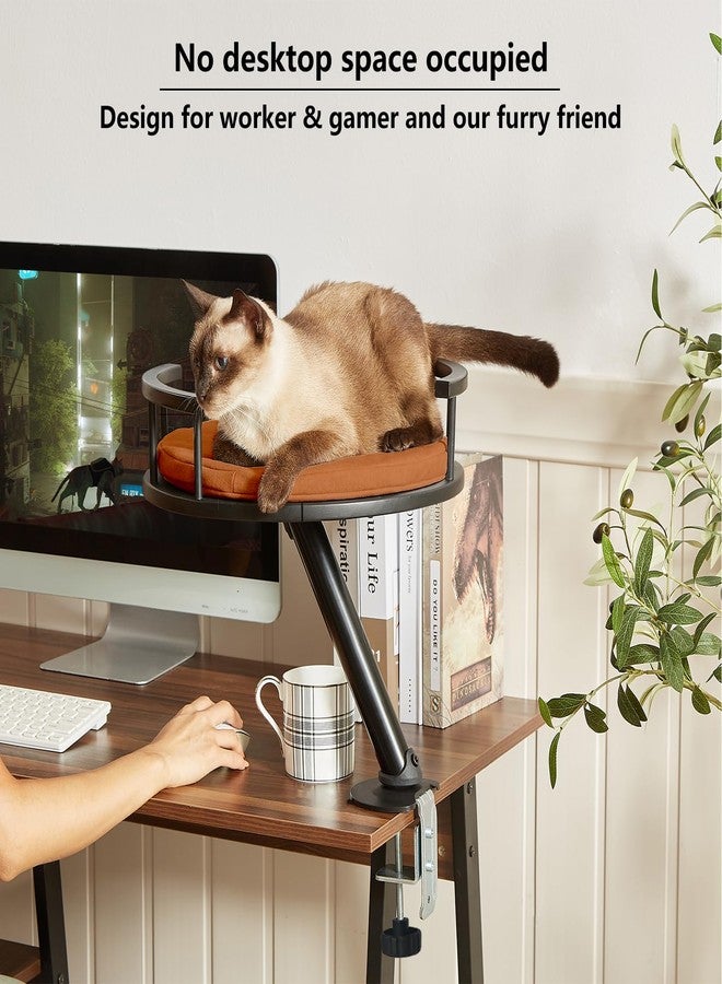 JuoPool Cat Desk Bed - Desktop Attachment Cat Perch for Home Office, Spinnable Indoor Mounted Desk Bed, Elevated Nest for Work, Kitten Furniture Accessories(Black) - Image 3