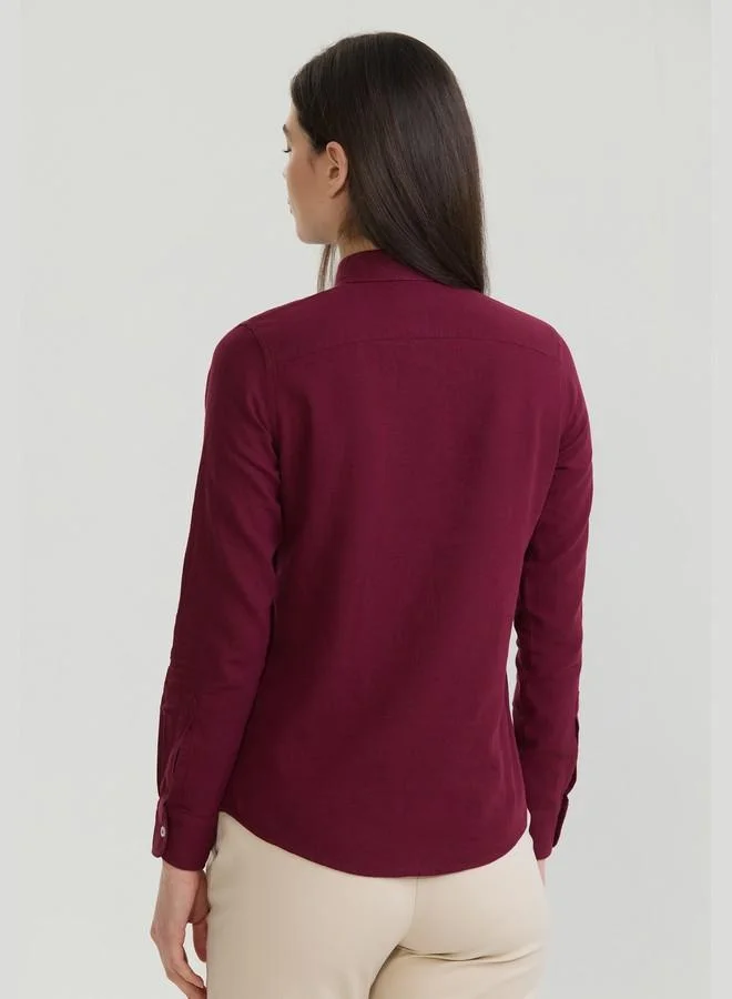 FELIX HARDY Women's Cotton Linen Blend Long Sleeve Blouse Shirt