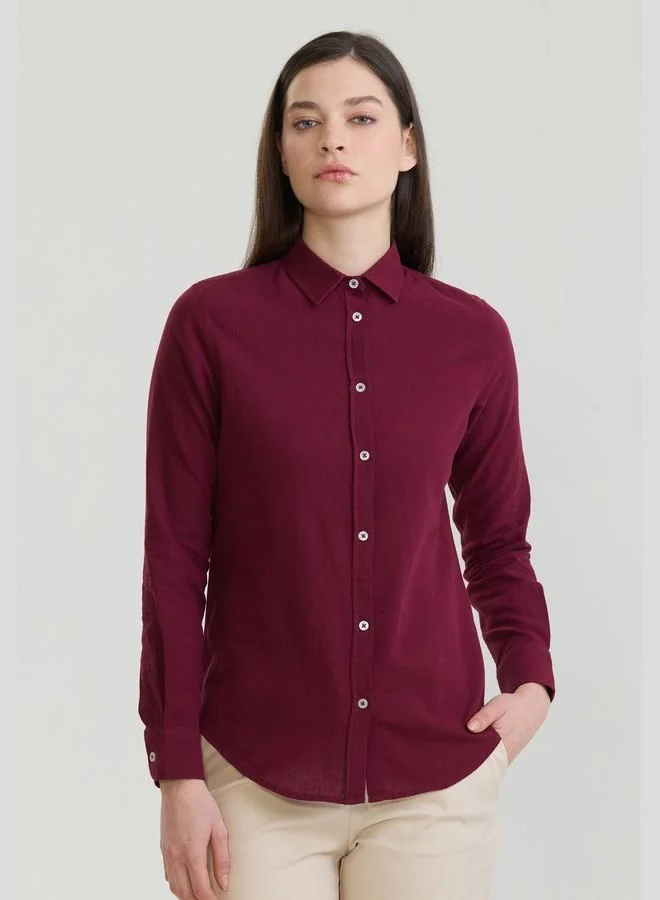 FELIX HARDY Women's Cotton Linen Blend Long Sleeve Blouse Shirt