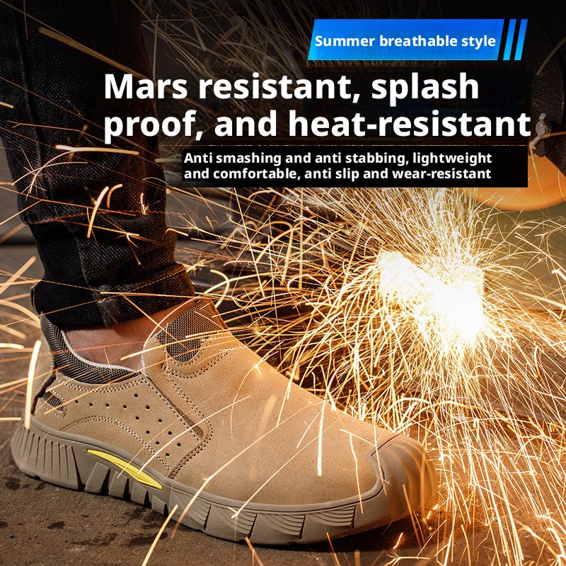 Men's Leather Safety Shoes Steel Toe Anti-Smash Anti-Puncture for Construction Worksite - Image 2