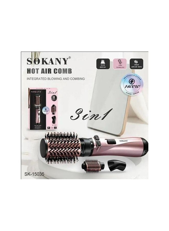 sokany Sokany 3 in 1 Rotating Hair Dryer Brush 1400W Hot Air Comb - Three Heat Levels for All Hair Needs Hair Straightener, Dryer, Smoother and Curler Safe for Hair as it is made of a cylindrical body supported by heat-treated acrylic teeth (also helps to hold the style) - SK-15035  - Image 4