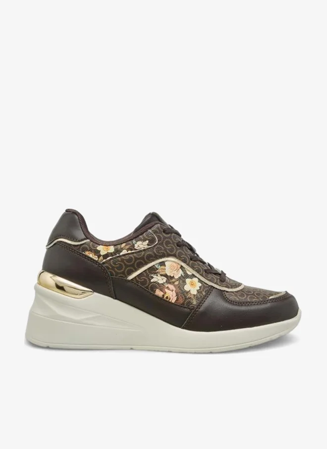 Celeste Women Floral Monogram Print Ankle Sneakers