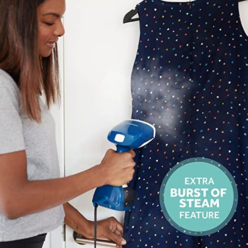 Sunbeam 1200W Steam Burst Handheld Steamer for Clothes, Dual Steam Settings, 30-Second Fast Head-Up, Bristle Brush Attachment, White and Blue Finish - Image 5