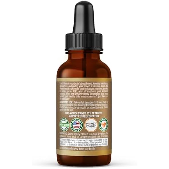Herbal Goodness Lions Mane Mushroom Supplement Liquid 1 fl.oz - Brain & Focus Support, Nootropic USDA Organic Lions Mane Extract Tincture, Brain Health Supplement, Non GMO, Sugar & Alcohol Free - Image 3