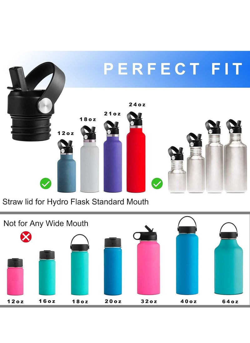 Oasisgalore Straw Lid Compatible with Standard Mouth 24 oz 21 oz Hydro Flask, Straws Cap with Flexible Handle  - Image 3