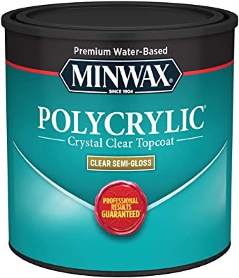 Minwax 1/2 لتر 24444 تشطيب بولي كريليك شفاف قائم على الماء حماية شبه لامع - Image 1