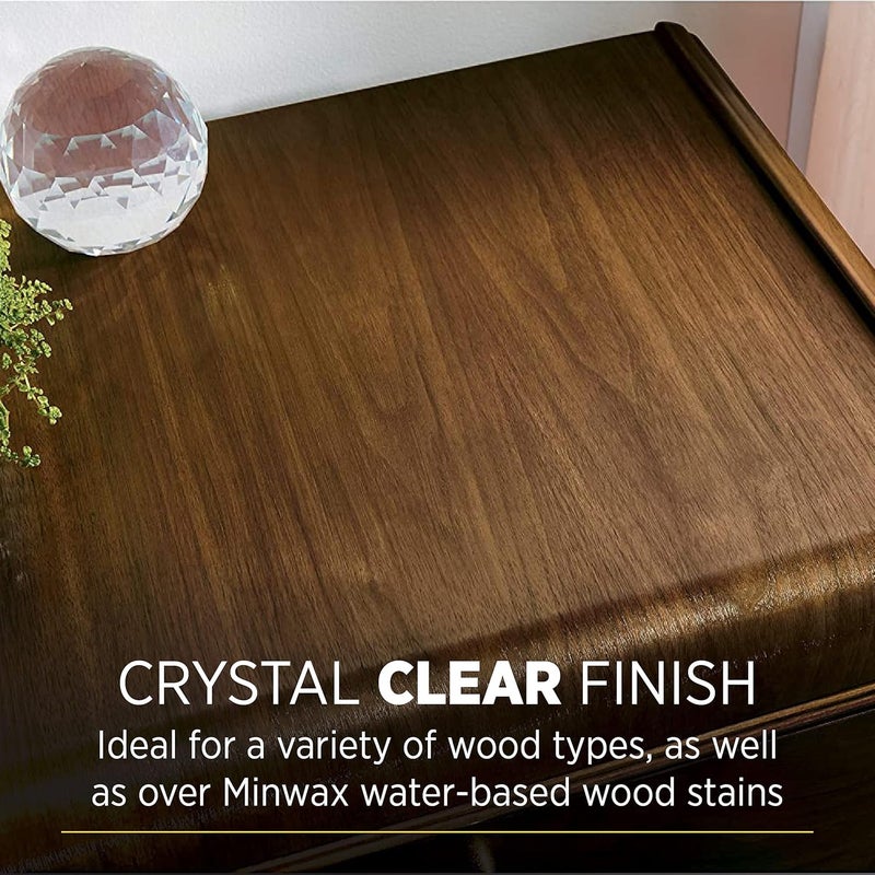 Minwax 1/2 لتر 24444 تشطيب بولي كريليك شفاف قائم على الماء حماية شبه لامع - Image 4