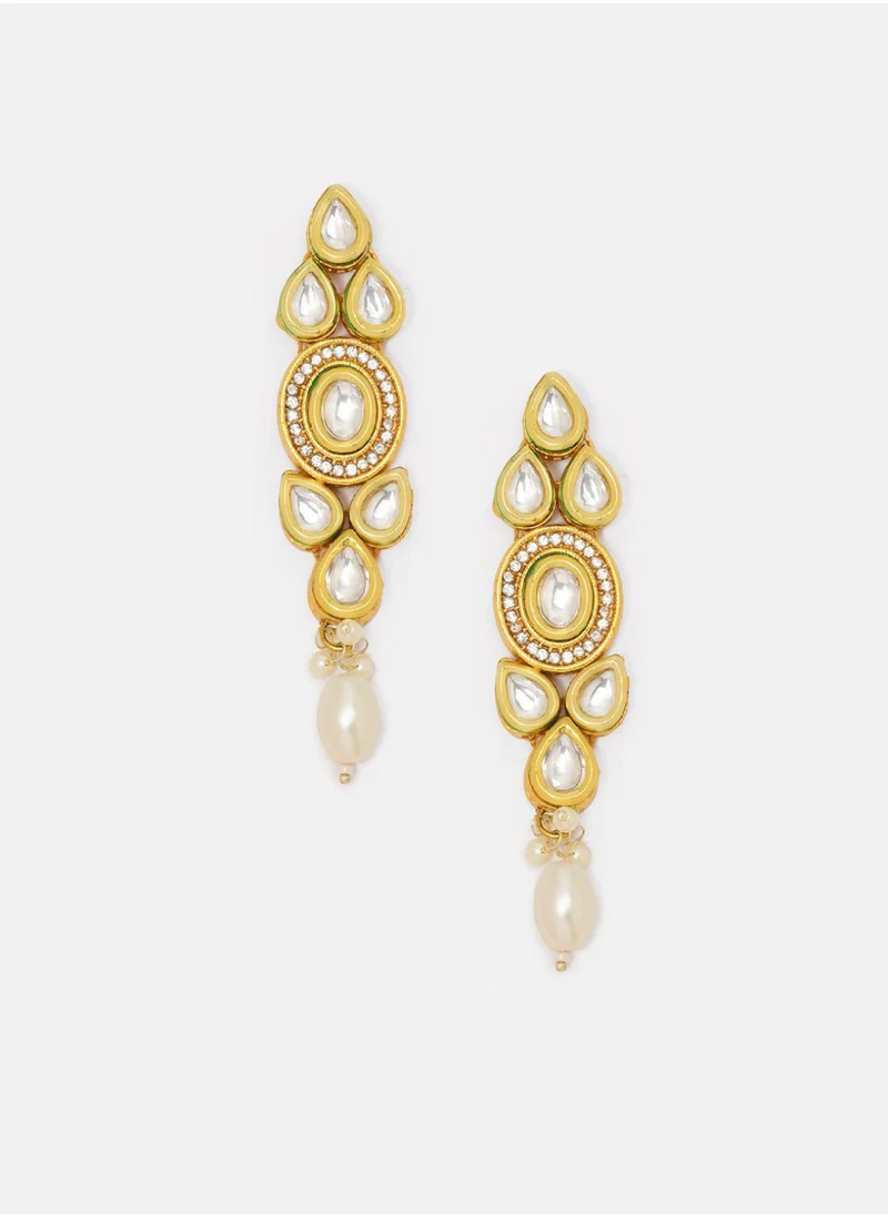 برياسي Kundan Studded  Pearls Beaded Drop Earrings