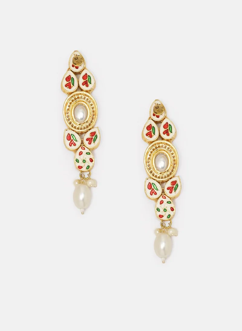 Priyaasi Kundan Studded  Pearls Beaded Drop Earrings