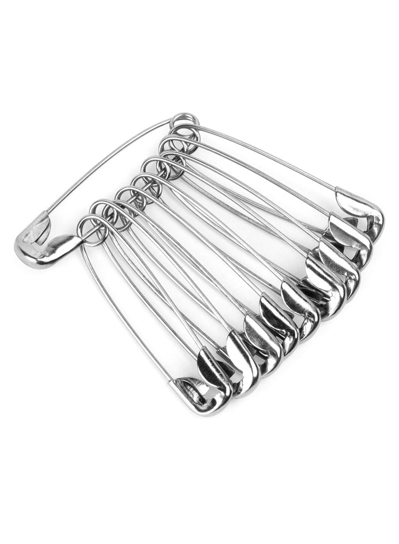 مملكة الإكسسوارات دبابيس أمان من أكسسورايز كينغدوم، دبابيس متينة من الفولاذ المقاوم للصدأ للساري والبدلة وعروض الزفاف المتعددة | (فضي، كبير (50 قطعة)) - Image 1