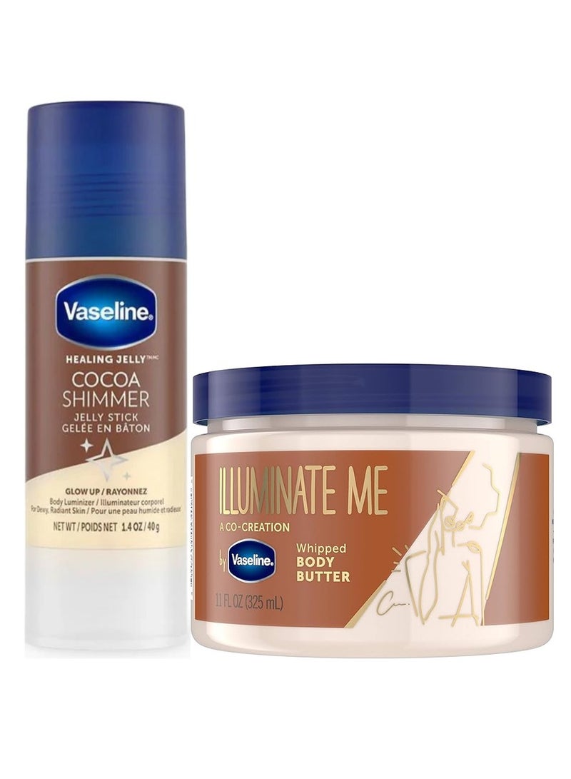 Illuminate Me Ultimate Glow Set (Whipped Body Butter 325ml + Cocoa Shimmer Jelly Stick 40g)