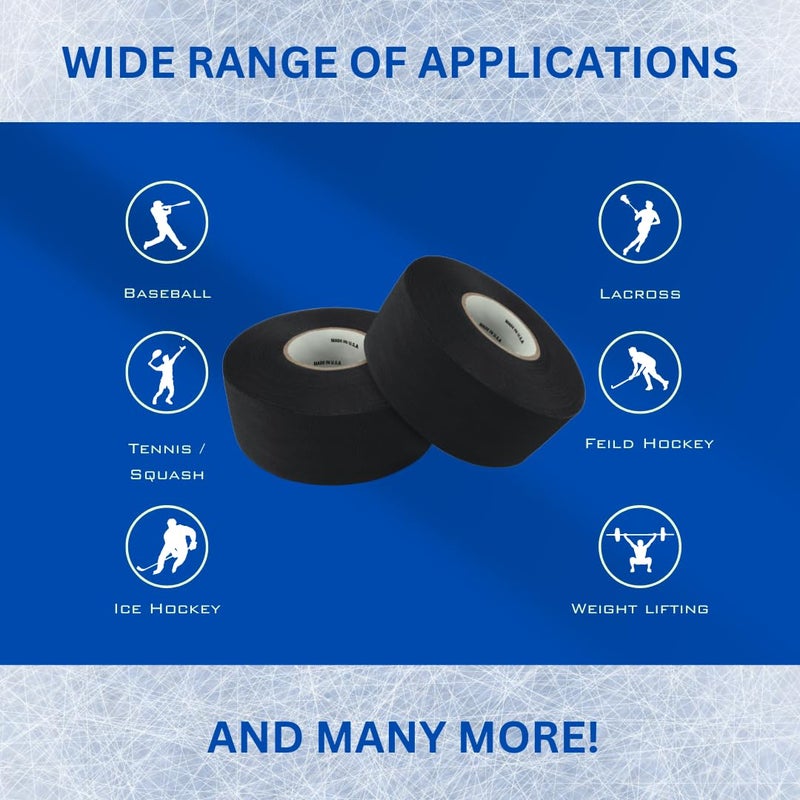 CellyTape Hockey Stick Tape,1.5 inches Wide, 2 - Pack, Ice and Roller Hockey Cloth Tape, Goalies, Baseball bat Tape, Lacrosse Sports Handle, Strong Adhesive, Easy Tearing Made in USA (Black) - Image 3